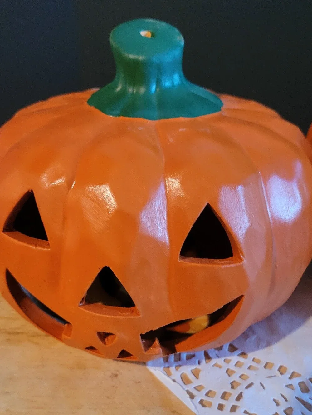Set Of Two Vintage Ceramic Jack O’Lantern  6” Tall Candle Ready